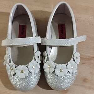 Rachel Shoes Silver and White Mary Jane Dress Shoes